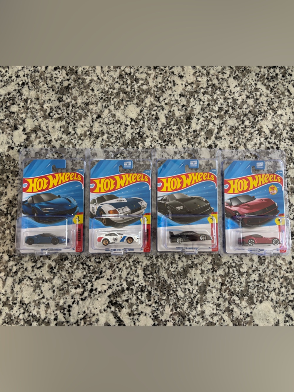 Hot Wheels Ferrari Mainline Set 1-4 2026 with protectors lot of 4